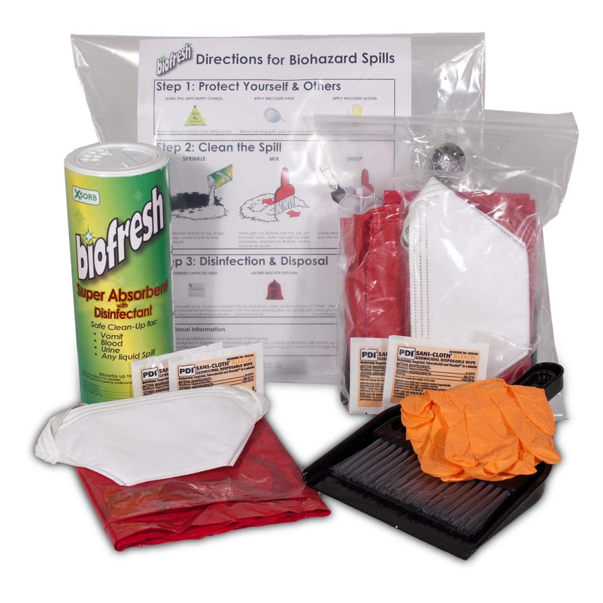 Spill Hero BioFresh Bodily Fluids Spill Kit - Granular Absorbent, 3 Pcs, Model# XKHBPC-3